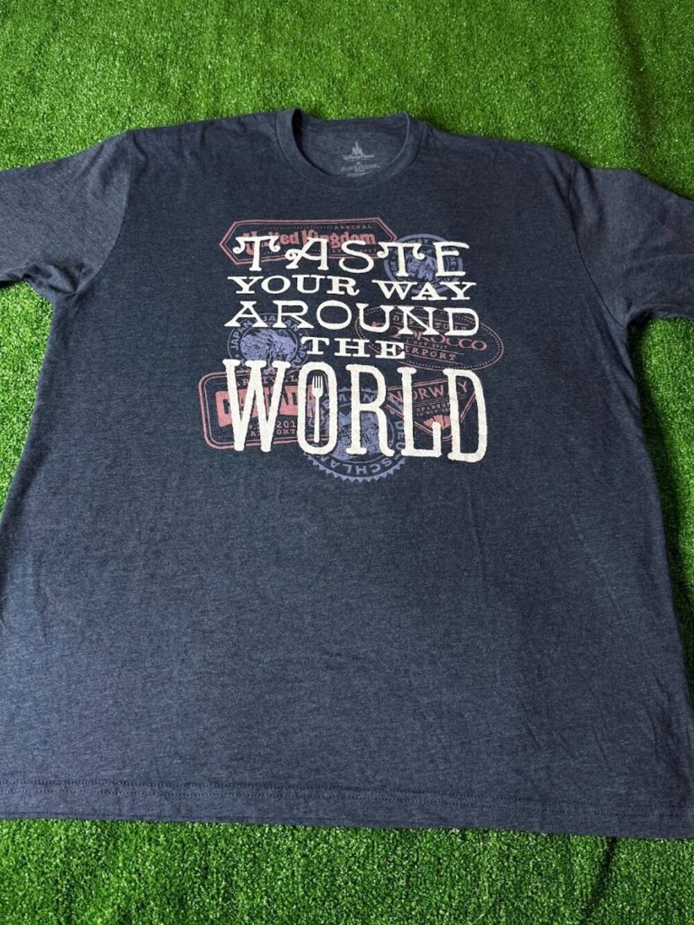 Disney Epcot Food & Wine Festival 2017 Taste Your Way Around World Blue Shirt XL